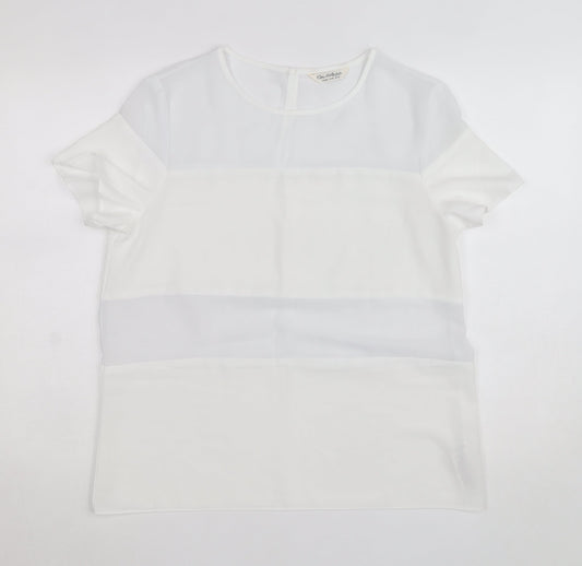 Miss Selfridge Women’s White Chiffon Short Sleeve Blouse Size 14