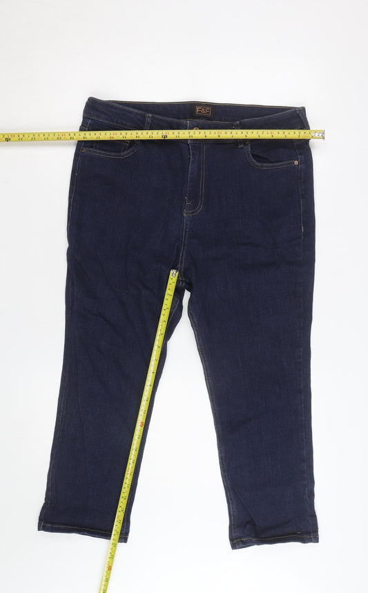 F&F Women Blue Skinny Stretch Denim Jeans Size 14 Regular