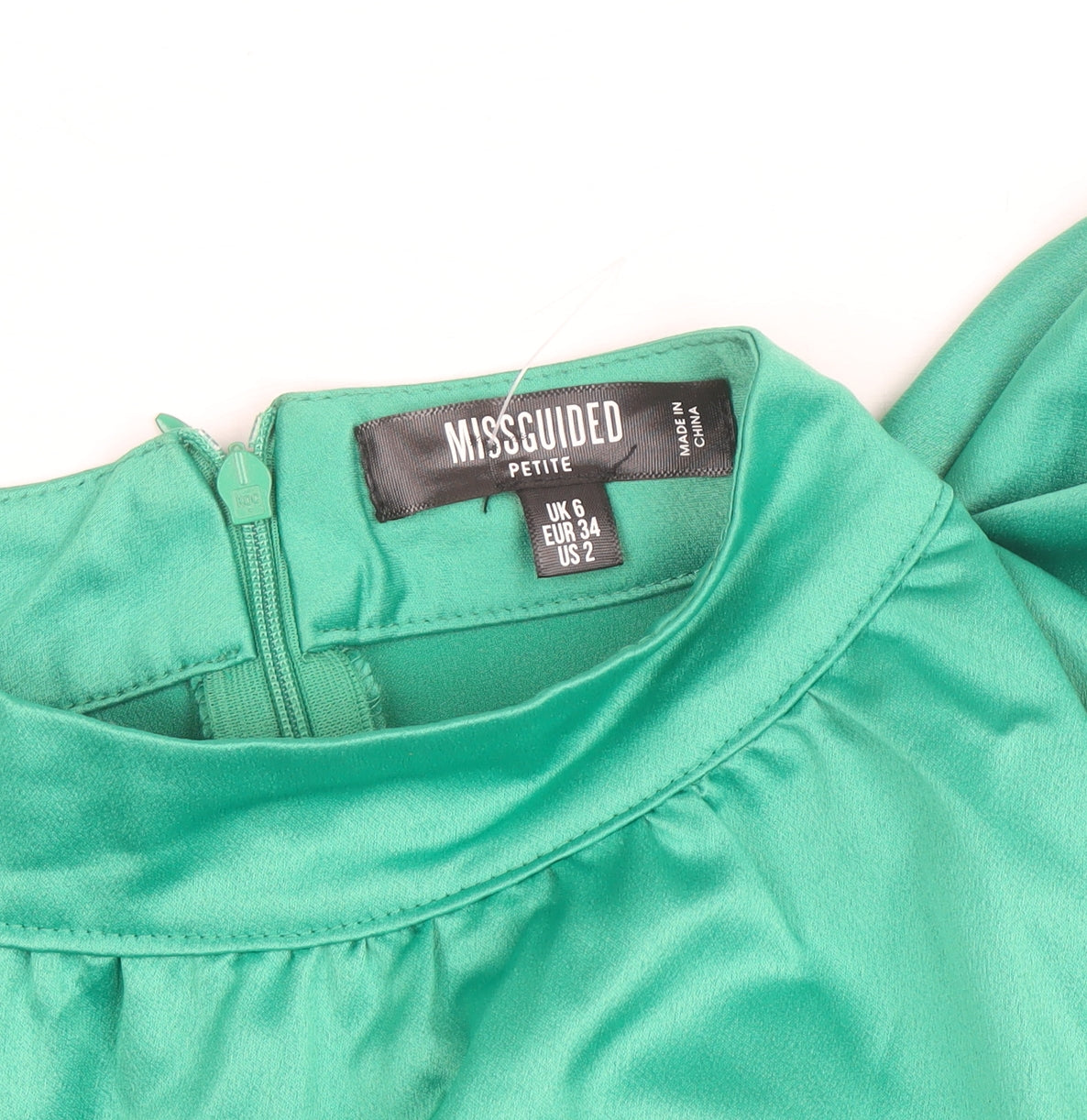 Additional view of Missguided Women Green Petite UK 6 Bodycon Satin Ruched Dress