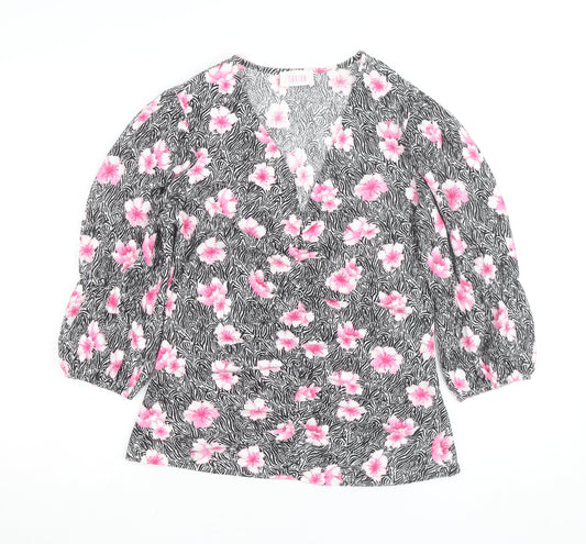 Savida Women's Multicoloured Floral Wrap Blouse Size 12