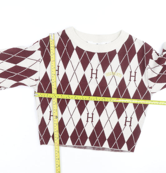 H&M Teens Red Argyle Harry Potter Knit Jumper Size 10 Crew Neck
