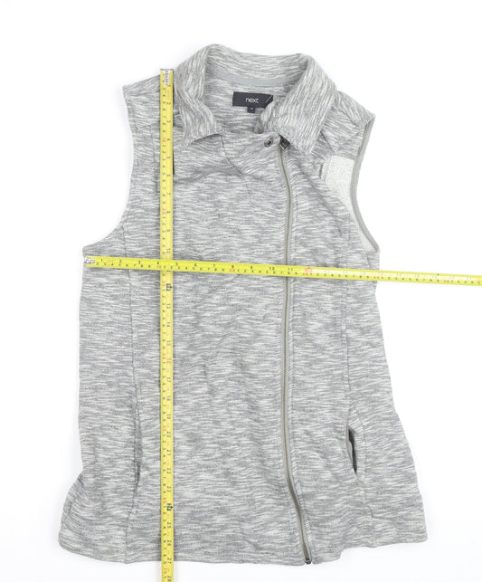 Next Womens Grey Collared Full Zip Sleeveless Knit Vest Size 12