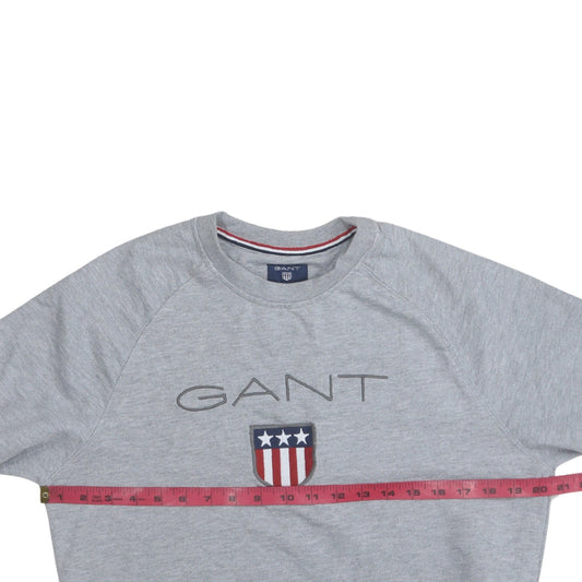 GANT Men's Grey Embroidered Logo Sweatshirt M Regular Fit