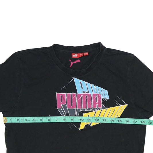 Puma Men's Black Graphic Print Crew Neck Cotton T-Shirt Size S