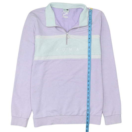 Puma Men's Lilac 1/2 Zip Sweatshirt L Cotton Blend Logo Pullover