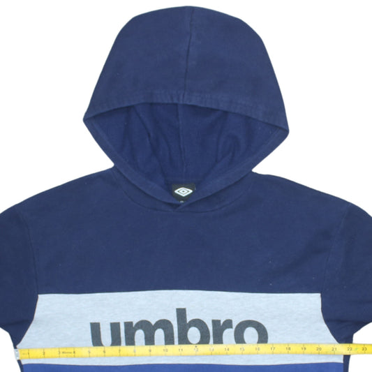 Umbro Men’s Blue Pullover Hoodie L Sports Logo Fleece Sweatshirt