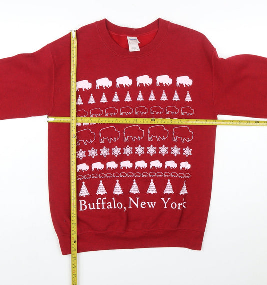 Gildan Heavy Blend Red Buffalo New York Graphic Sweatshirt Women S