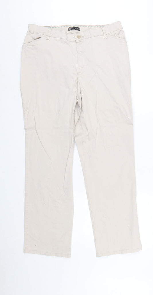 Lee Women’s Beige Chino Trousers Size 16 Relaxed Fit Cotton