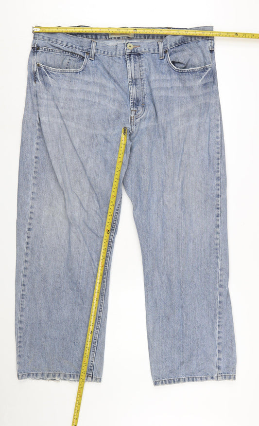 Wrangler Men's Blue 42x30 Relaxed Straight Leg Denim Jeans