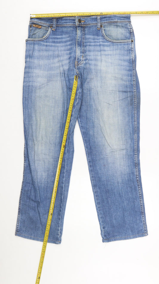 Wrangler Men Blue 34x32 Straight Texas Stretch Denim Jeans