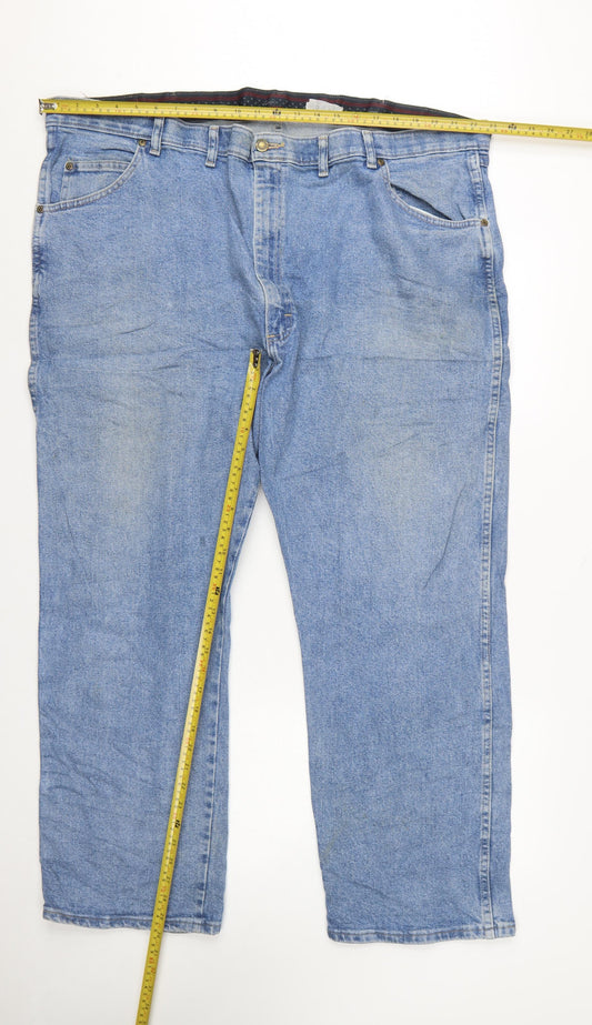 Wrangler Men Blue Denim Regular Straight Jeans 46x30 Big & Tall