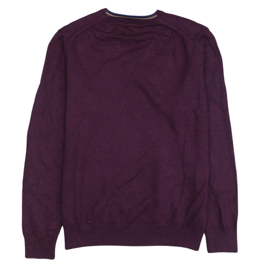 Fred Perry Men's Purple V-Neck Cotton Jumper L