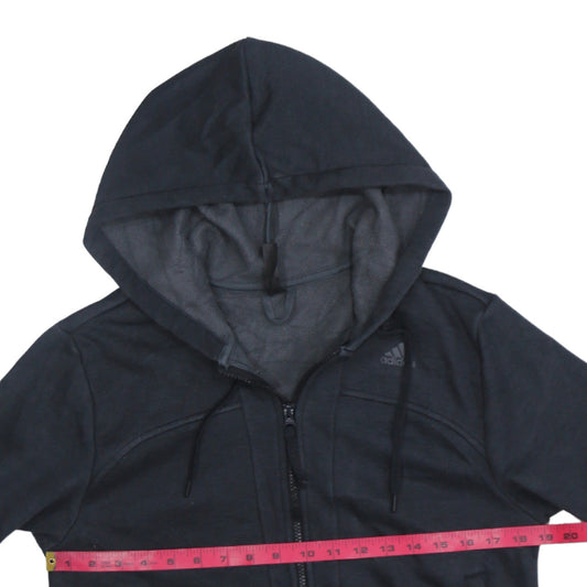 Adidas Womens Black Full Zip Hoodie Sweatshirt M UK 12 Sportswear