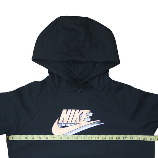 Nike Women Black Pullover Hoodie Medium Graphic Print Logo