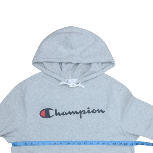 Champion Women’s Grey Pullover Hoodie L Logo Print Casual