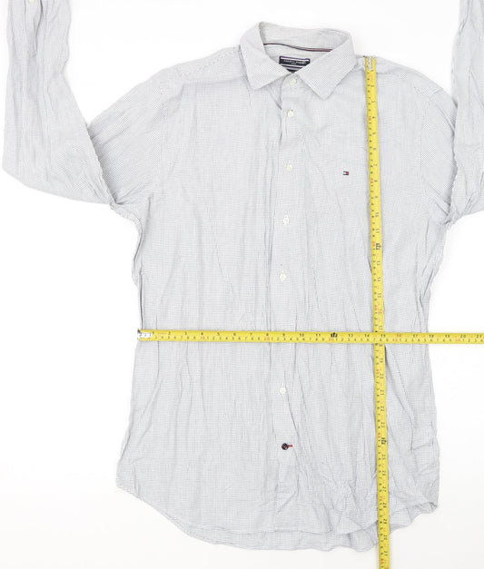 Tommy Hilfiger Men's White Regular Fit Long Sleeve Check Shirt Size 16.5