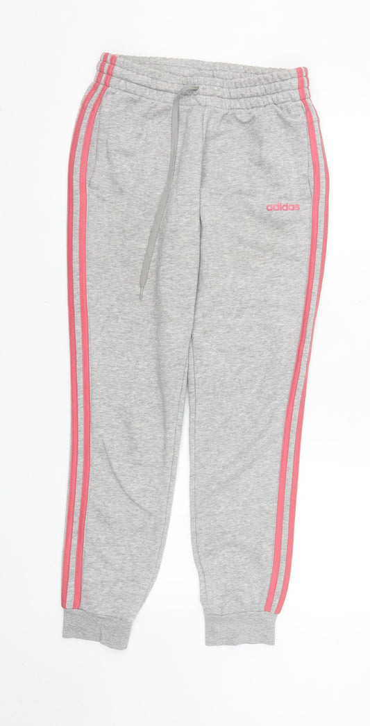 Adidas Womens Grey Jogger Sweatpants S Side Stripe Activewear