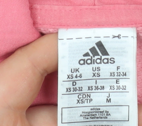 Adidas Womens Pink Pullover Hoodie XS Logo Hooded Sweatshirt