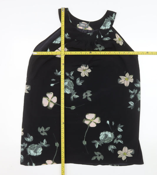 Apricot Women’s Black Floral Halter Shift Dress Size 16