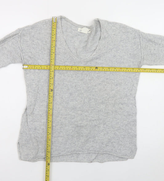 L.O.G.G. Women Grey V-Neck Long Sleeve Knit Pullover Jumper Size 8