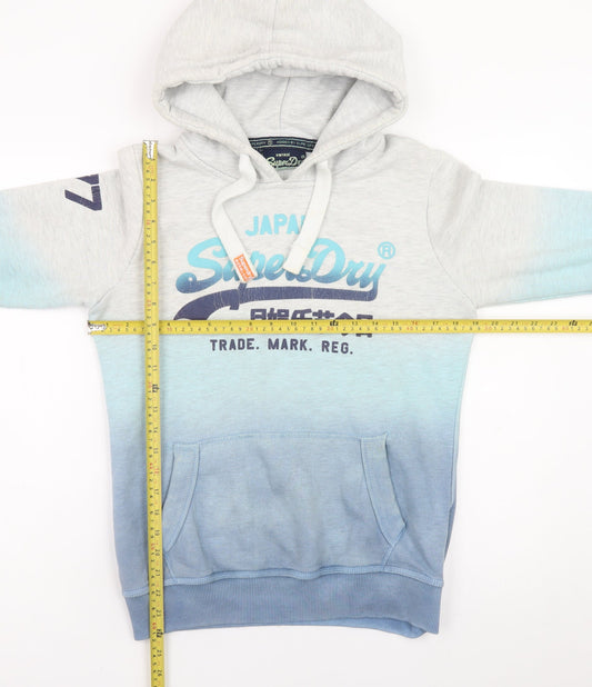 Superdry Women’s Grey Blue Gradient Pullover Hoodie Size M