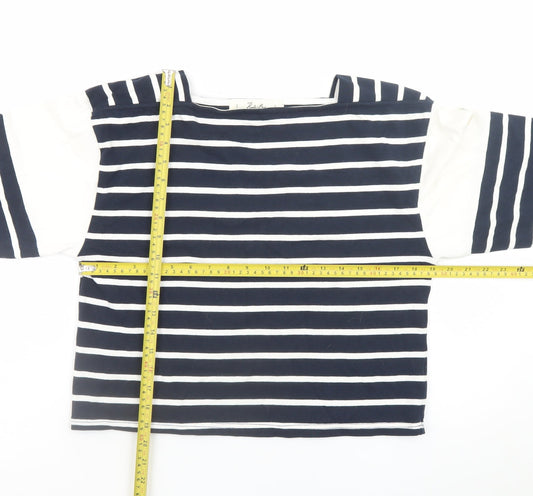 Koala Bay Womens Navy Striped Boat Neck Long Sleeve Cotton T-Shirt M