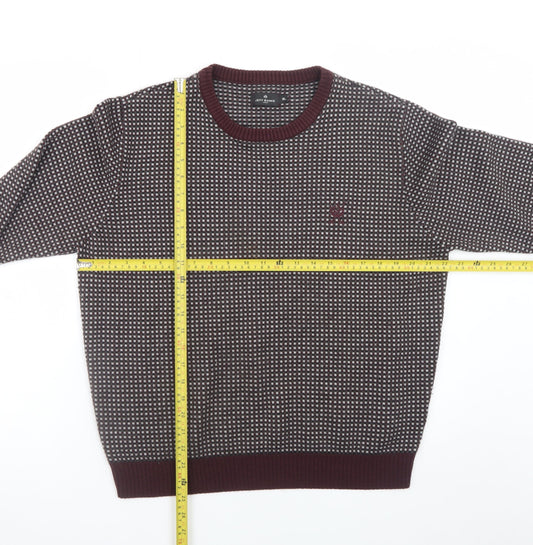 Jeff Banks Men's Red Geometric Knit Acrylic XL Pullover Jumper