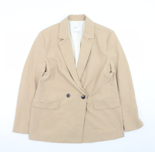 Bershka Women’s Beige Double-Breasted Blazer Size 12