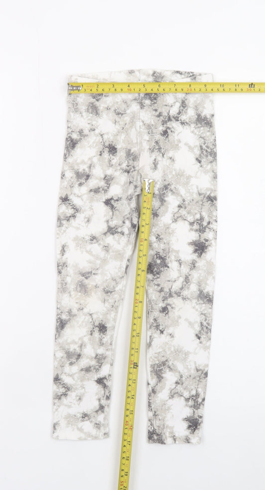 F&F Girls Grey Tie Dye Ankle Leggings 6-7 Years Cotton Stretch