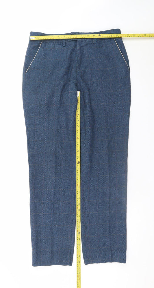 Marc Darcy Men's Blue Herringbone Dress Pants 32R Formal Trousers