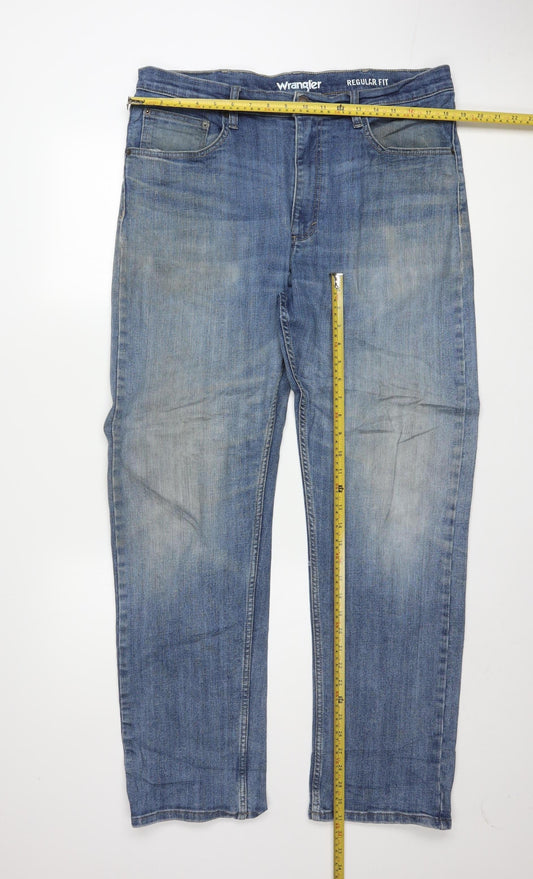 Wrangler Men's Blue Regular Fit Straight Denim Jeans 36W 32L