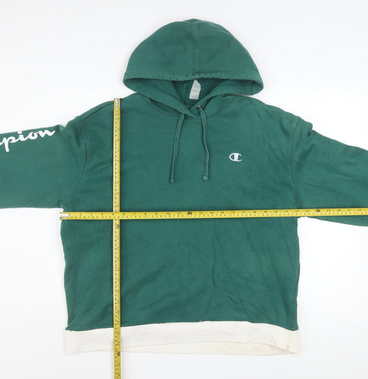 Champion Women Green Pullover Hoodie XL Cotton Blend Logo Sweatshirt