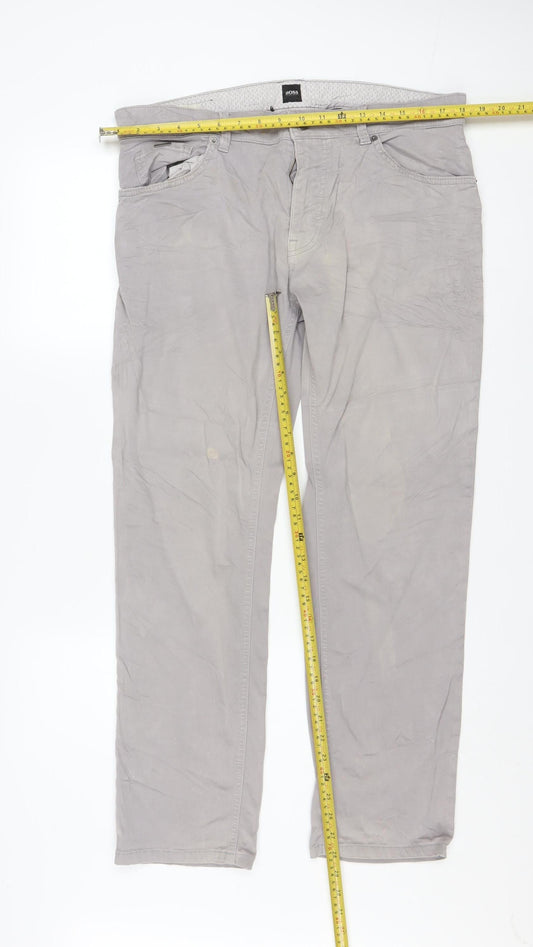 Hugo Boss Men's Grey Regular Fit Chino Trousers 34W 34L