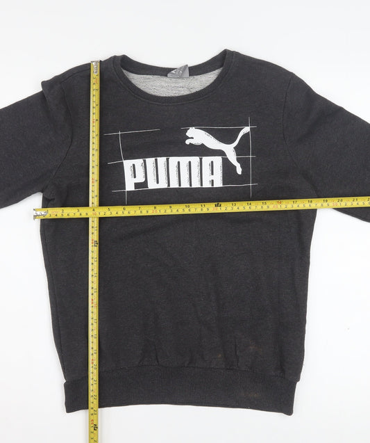 Puma Womens Black Size 12 Crew Neck Pullover Sweatshirt