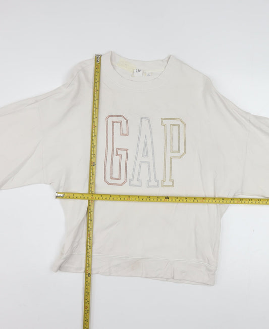GAP Women Beige Crew Neck Pullover Sweatshirt XS Relaxed Fit