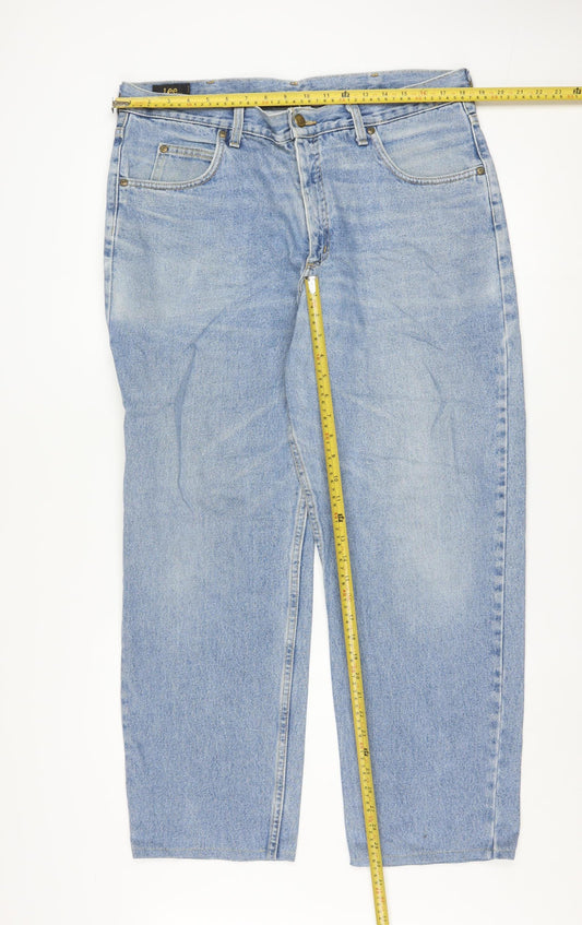Lee Men's Blue Straight Leg Denim Jeans 38W 32L Regular Fit
