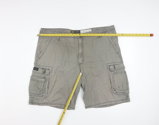 Lee Mens Grey Cotton Cargo Shorts Size 42 Regular Fit