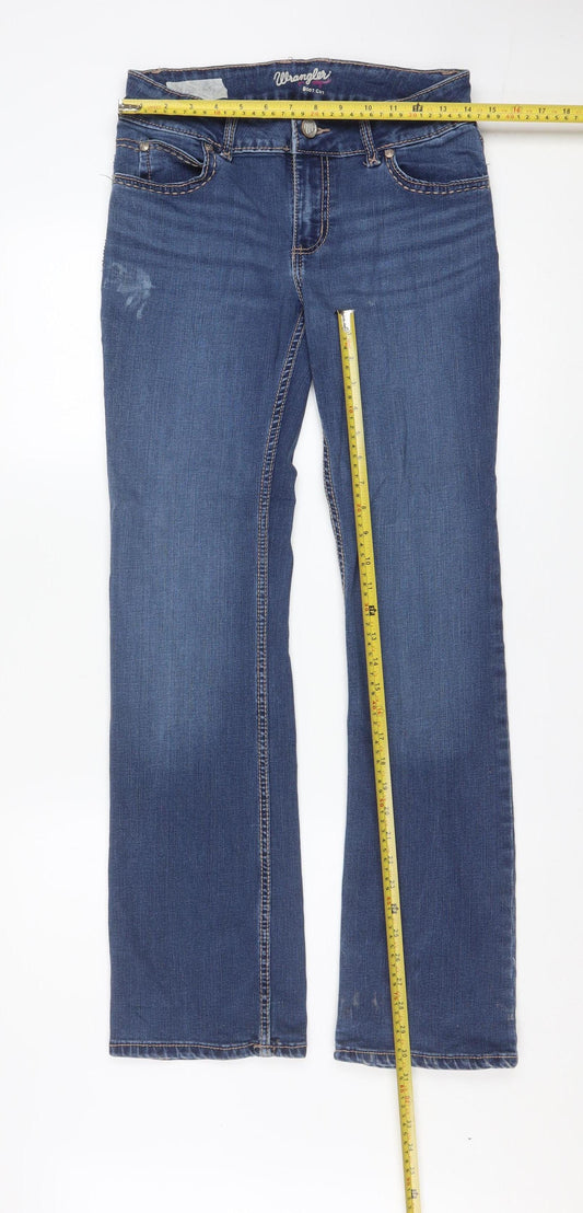 Wrangler Women Blue Bootcut Stretch Denim Jeans Size 6 Regular
