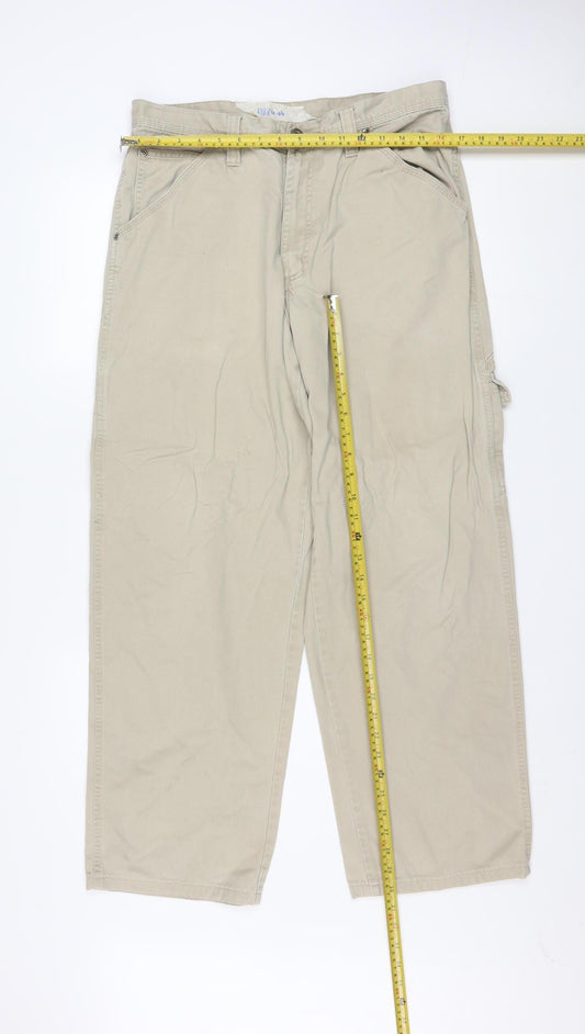 Wrangler Men's Beige Cargo Trousers 32W 34L Cotton Workwear Pants