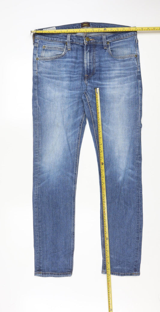 Lee Men's Blue Denim Luke Slim Straight Jeans W33 L32