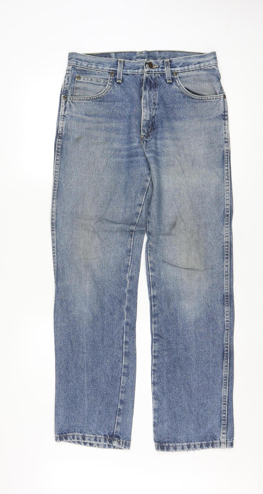 Wrangler Men's Blue Straight Denim Jeans 31W x 32L Classic Regular Fit