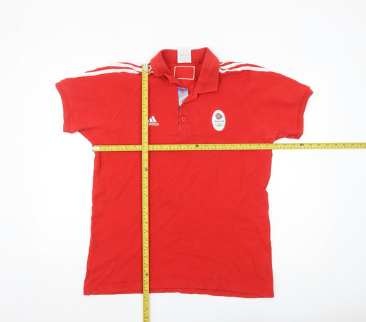 Adidas Team GB Red Polo Shirt Men's M Classic Cotton Olympic Style