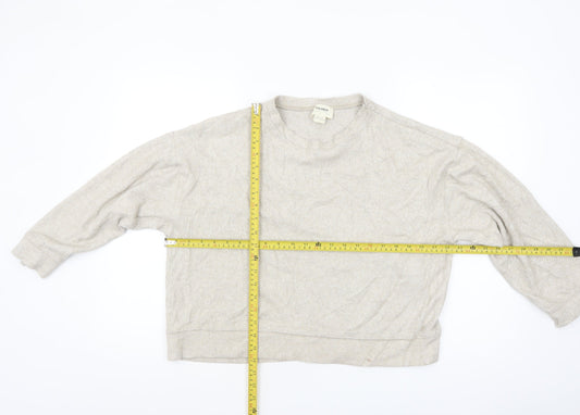 Pull & Bear Women’s Beige Relaxed Fit Long Sleeve Jersey Top Size 12