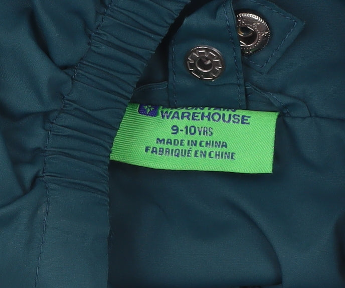 Mountain Warehouse Boys Green Hooded Waterproof Rain Coat Jacket 9-10 Years