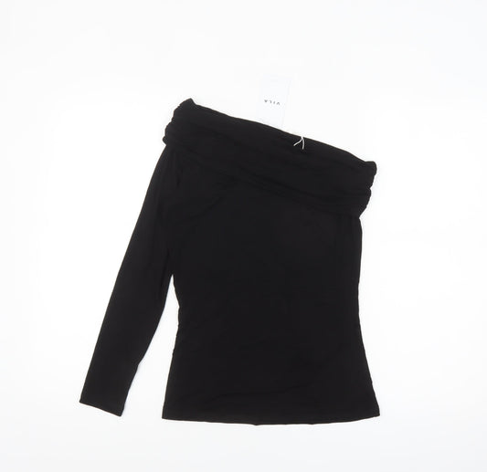 VILA Women's Black Off Shoulder Long Sleeve Top Size 8