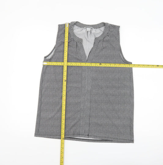 H&M Women’s Black Geometric Sleeveless V-Neck Blouse Size 8