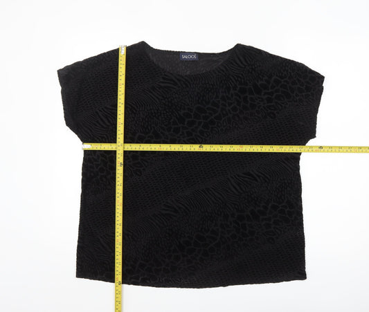 Saloos Women’s Black Velvet Animal Print Tunic Blouse Size 18