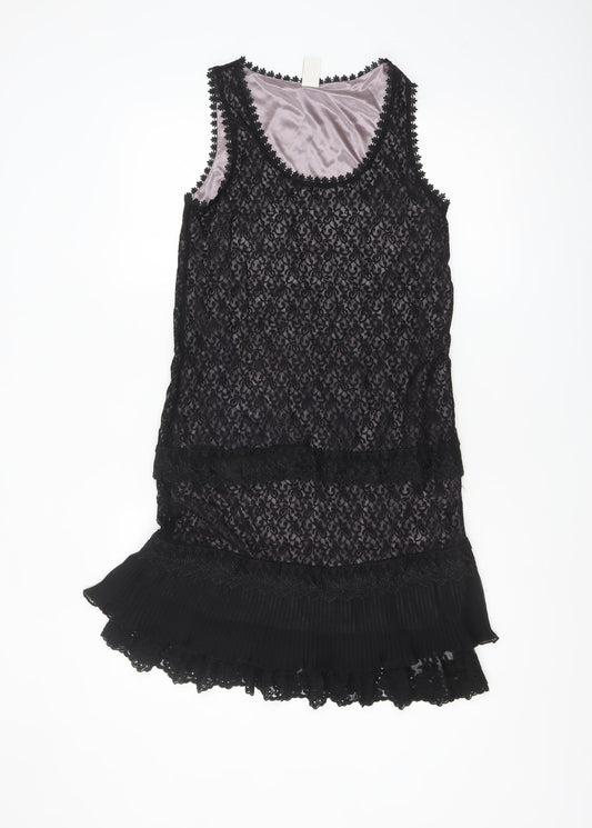 VILA Women’s Black Lace Shift Party Dress Size S Sleeveless