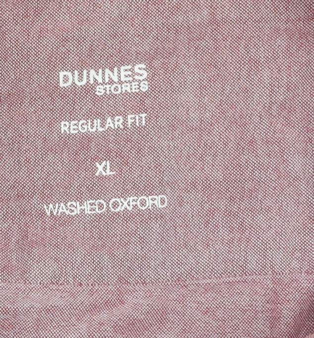 Dunnes Stores Men’s Red Regular Fit Oxford Button-Down Shirt XL