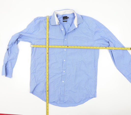 Bäumler Men's Blue Check Luxury Cotton Long Sleeve Button-Up Shirt 16.5